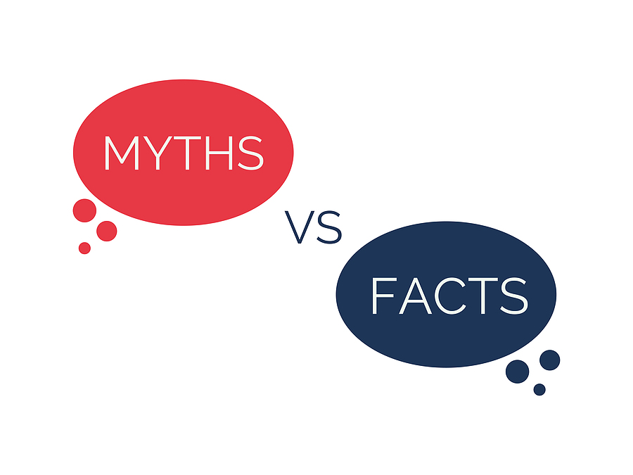 Myths Vs Facts Red And Blue Infographic Icon